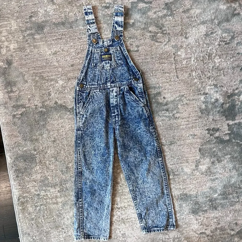 Vintage OshKosh Acid Wash Overalls 5T USA